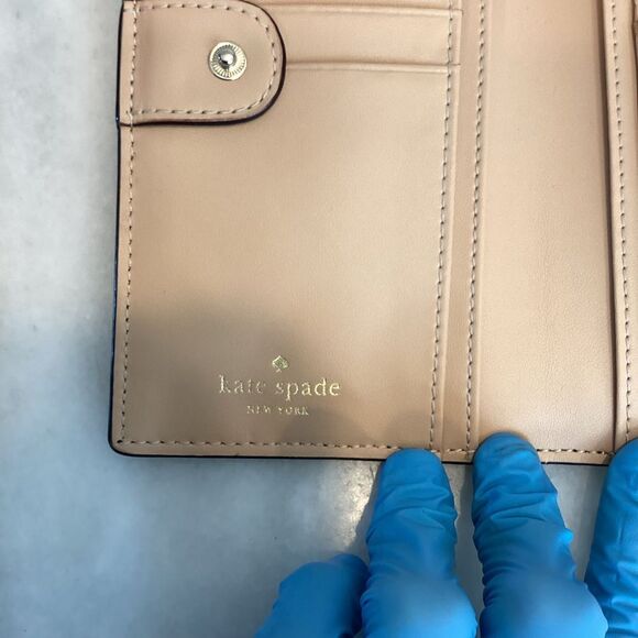 Kate Spade Cross Grain Leather Slim Sleek Snap & Zip Clutch Wallet - Picture 14 of 16